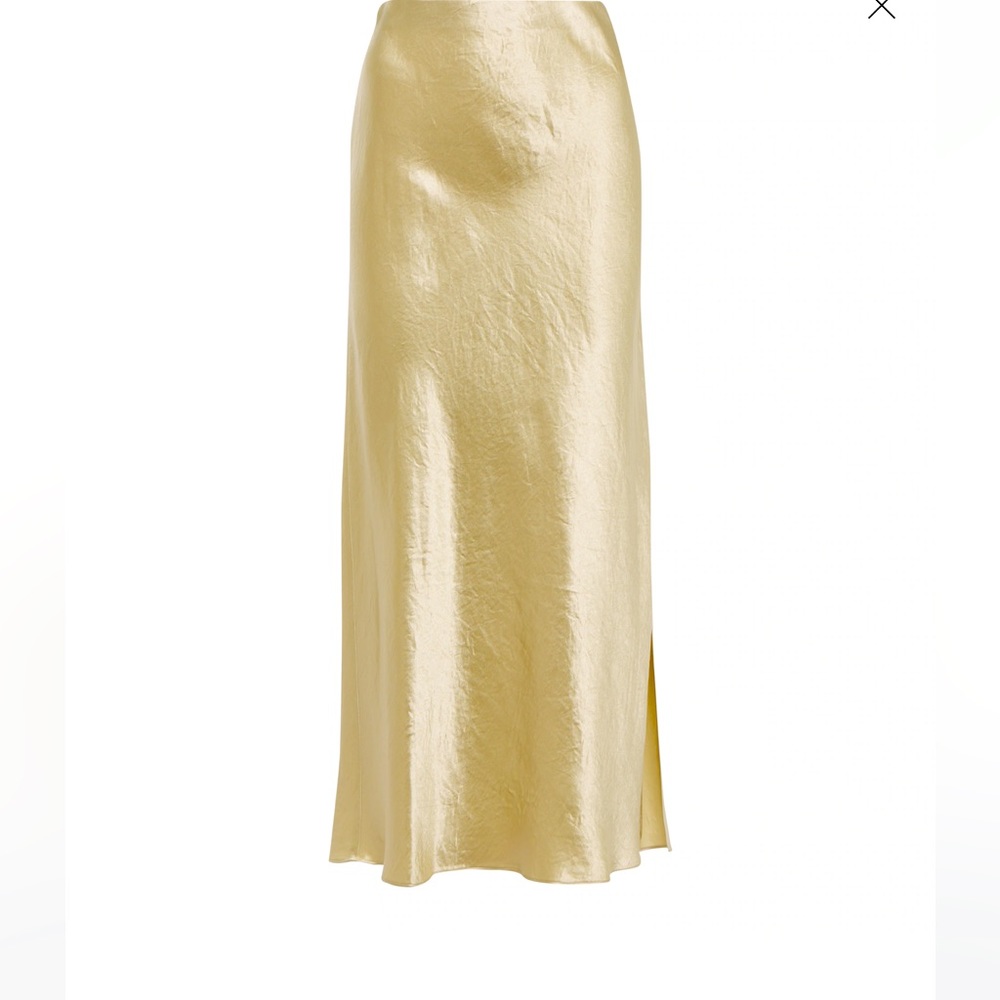 Vince pale golden satin midi skirt